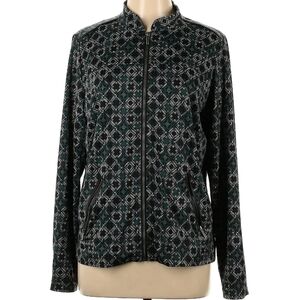 CJ Banks Zip Up Geometric Print Jacket